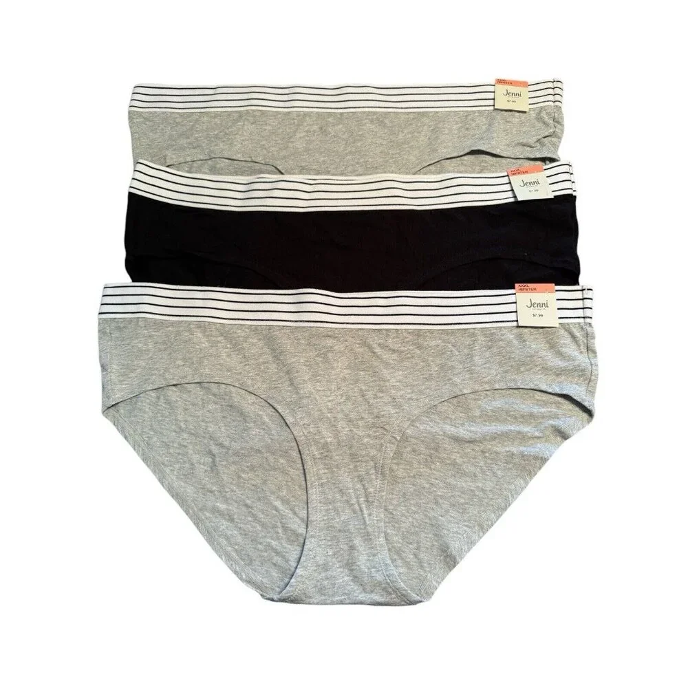 Lot of 3 Jenni‎ Women's Sz 3XL Cotton Hipster Panties Underwear